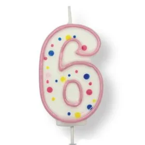Tårtljus Nummer 6 Rosa PME