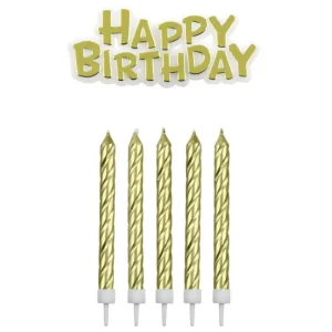 Tårtljus Happy birthday Guld PME