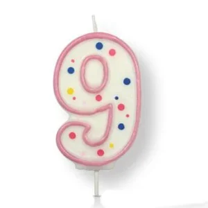 Tårtljus Nummer 9 Rosa PME