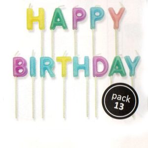 Tårtljus Happy birthday Pastell PME