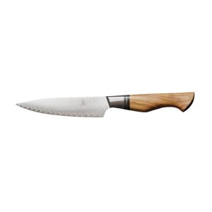 Ryda Knives ST650 Allkniv Damaskusstål 13 cm Olivträhandtag