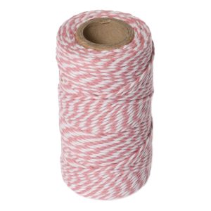 Bakers twine no. 6 rosa/vit 100m