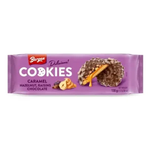 Cookies caramel, hazelnut, raisins & chocolate 130g