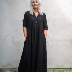 Verkstans linneklänning – svart