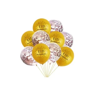 Eid Mubarak ballonger med konfetti, 10st