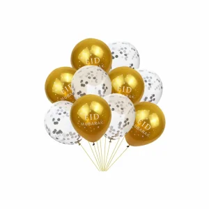 Eid Mubarak ballonger med konfetti, 10st