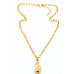 Chunky Pearl 50cm Halsband Guld