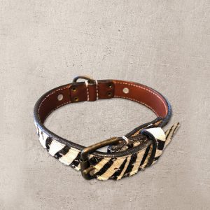 Hudhalsband i läder – Zebra