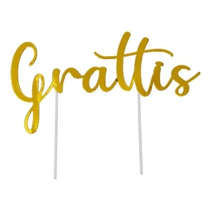 Cake topper Grattis Guld