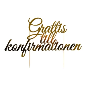 Cake topper Grattis till konfirmationen Guld