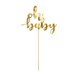 Cake topper Oh baby Guld