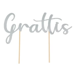 Cake topper Grattis Silver