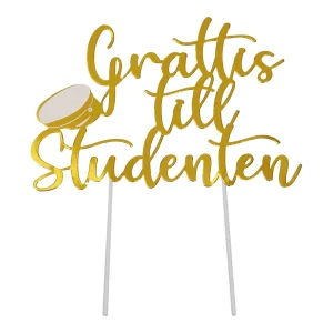 Cake topper Grattis till studenten Guld