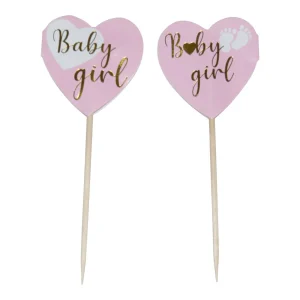 Cupcake topper Baby girl Rosa