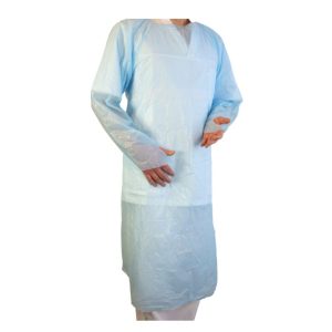 Engångsförkläde med lång ärm 98 x 120 cm, blå 20 st